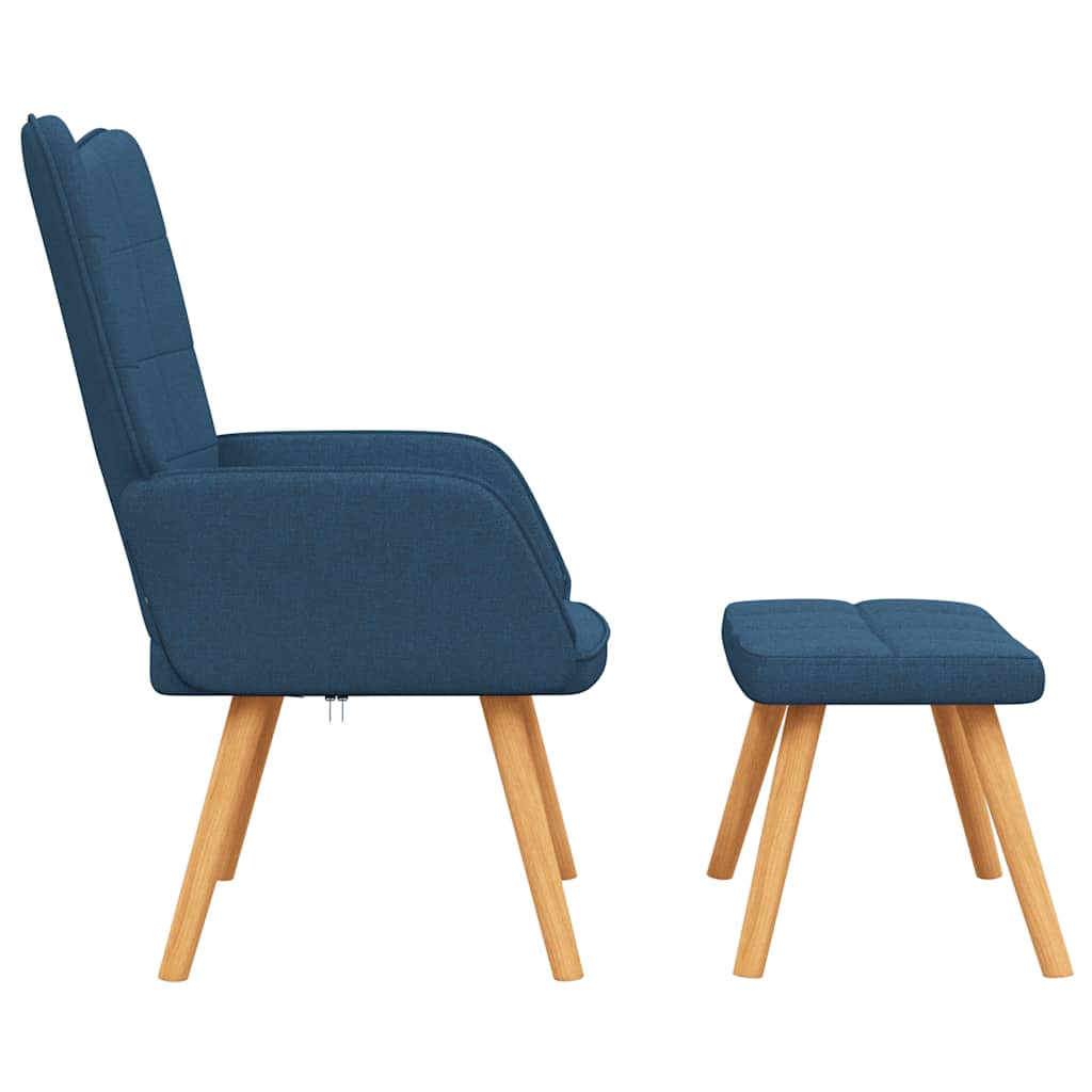 vidaXL Relaxsessel mit Hocker Blau Stoff