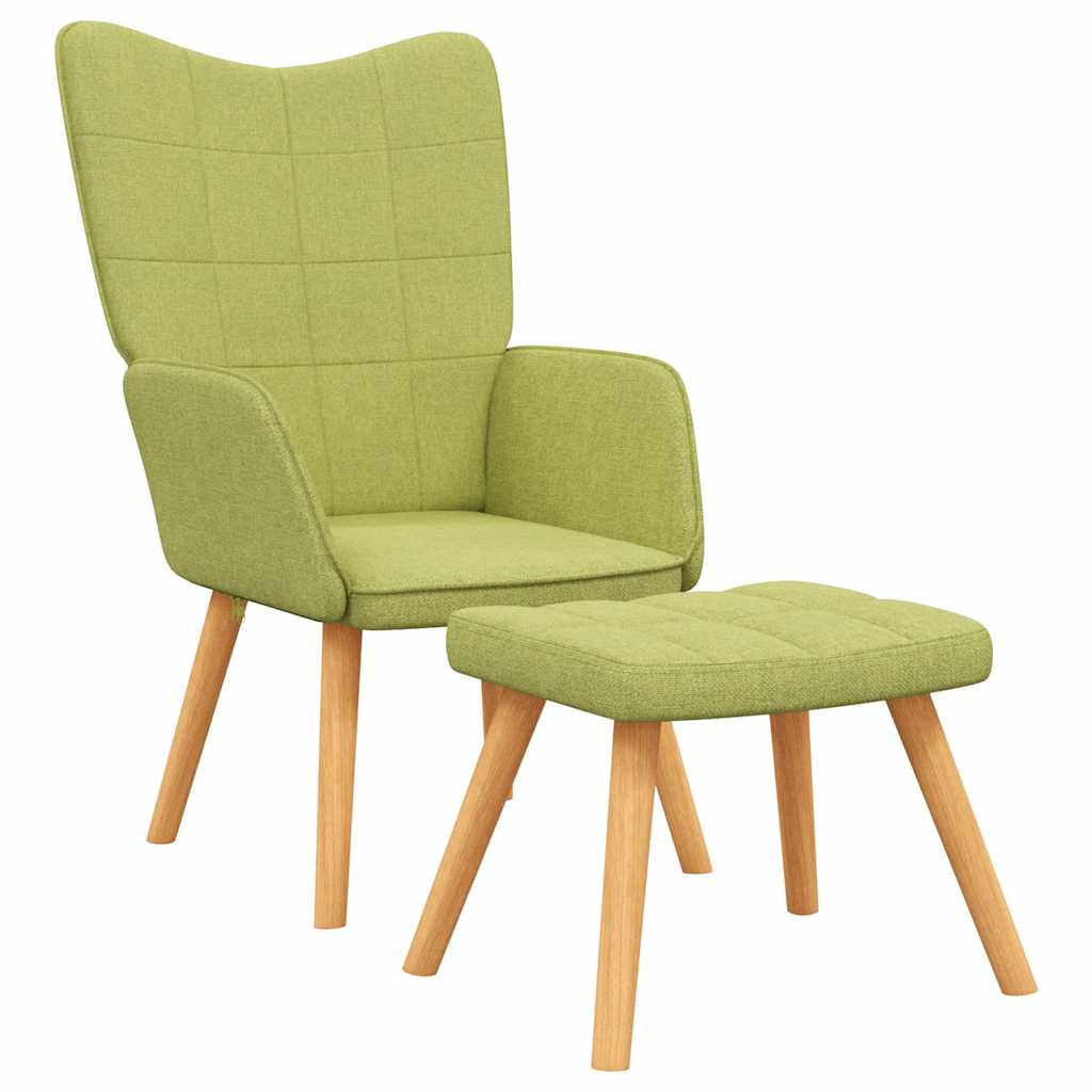 vidaXL Relaxsessel mit Hocker Grün Stoff