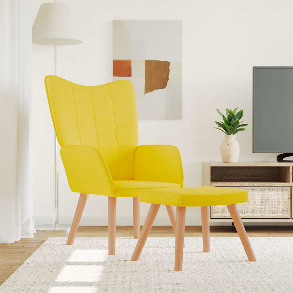 vidaXL Relaxsessel mit Hocker Senfgelb Stoff