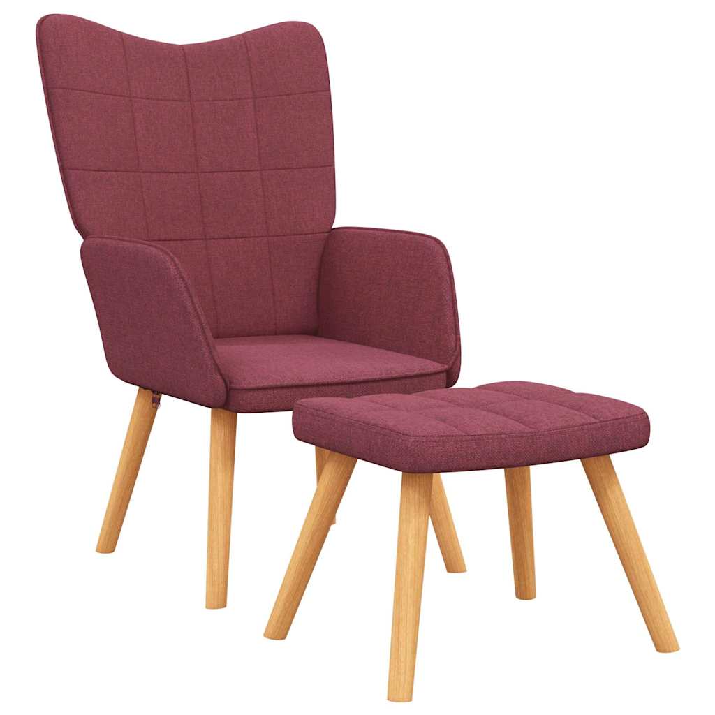 vidaXL Relaxsessel mit Hocker Weinrot Stoff