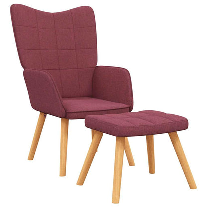 vidaXL Relaxsessel mit Hocker Weinrot Stoff