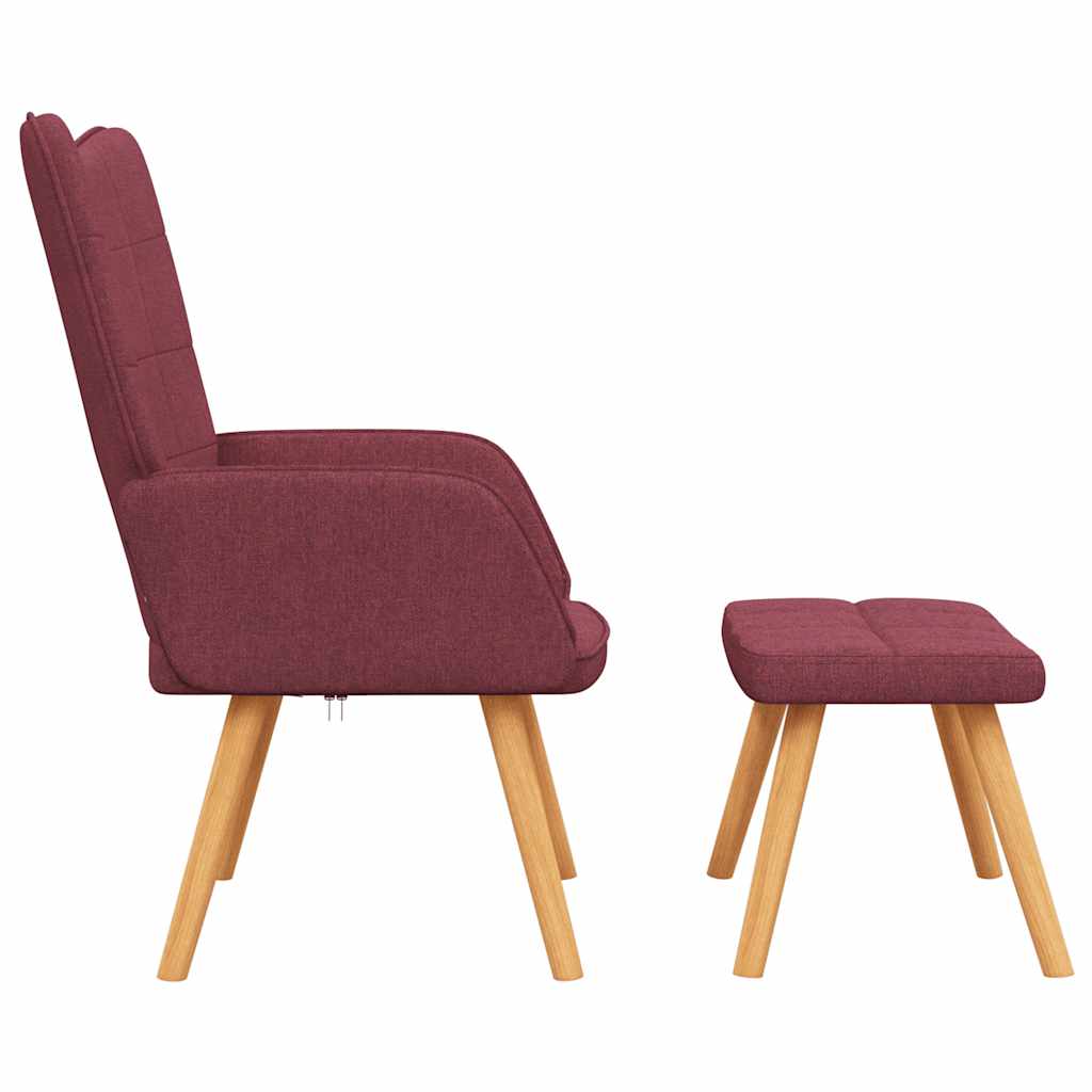 vidaXL Relaxsessel mit Hocker Weinrot Stoff