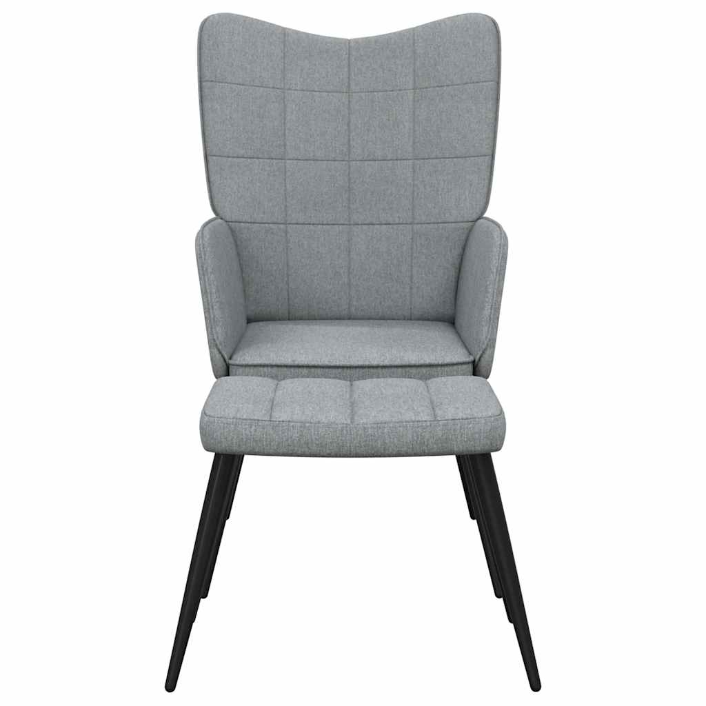 vidaXL Relaxsessel mit Hocker Hellgrau Stoff
