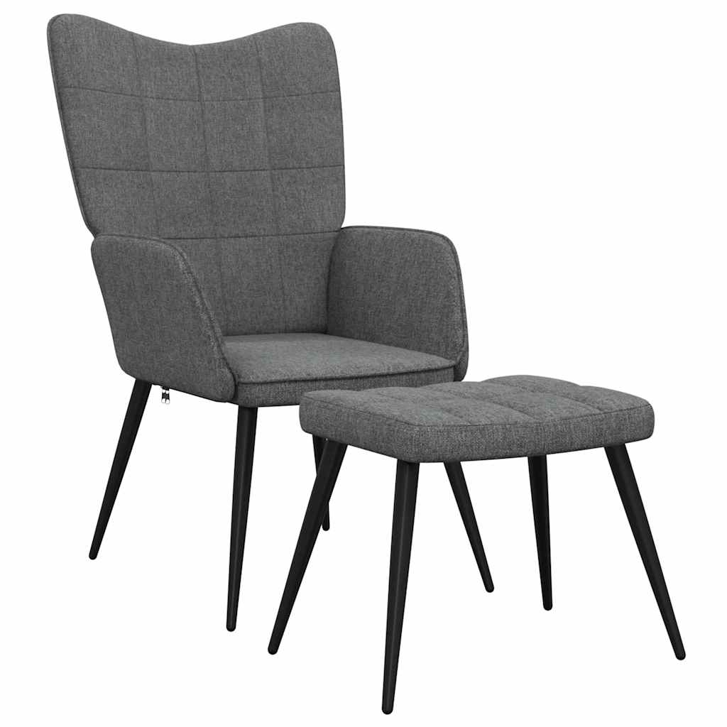 vidaXL Relaxsessel mit Hocker Dunkelgrau Stoff