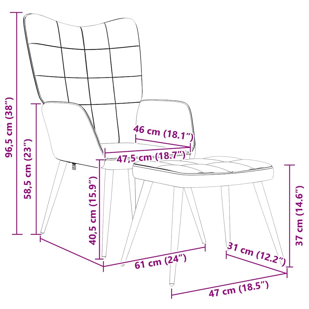 vidaXL Relaxsessel mit Hocker Dunkelgrau Stoff
