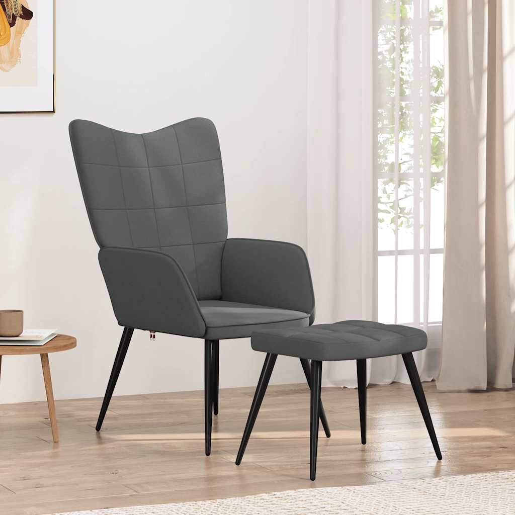 vidaXL Relaxsessel mit Hocker Dunkelgrau Stoff