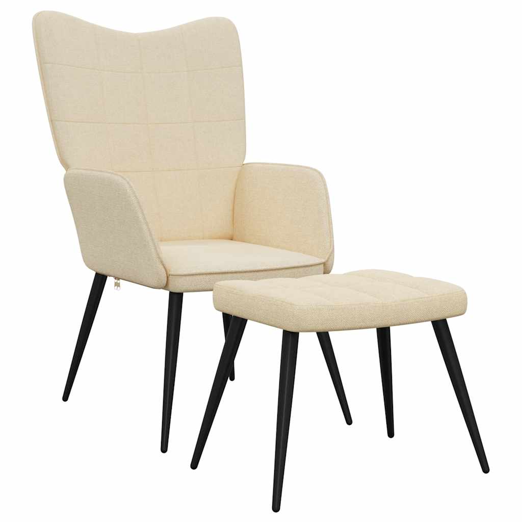vidaXL Relaxsessel mit Hocker Creme Stoff