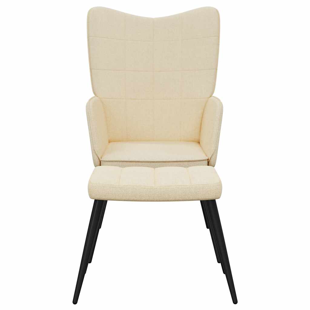vidaXL Relaxsessel mit Hocker Creme Stoff