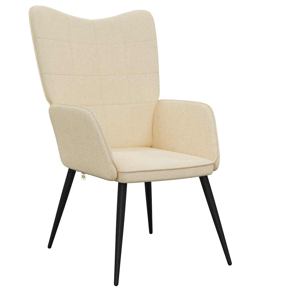 vidaXL Relaxsessel mit Hocker Creme Stoff