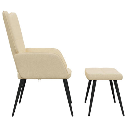 vidaXL Relaxsessel mit Hocker Creme Stoff