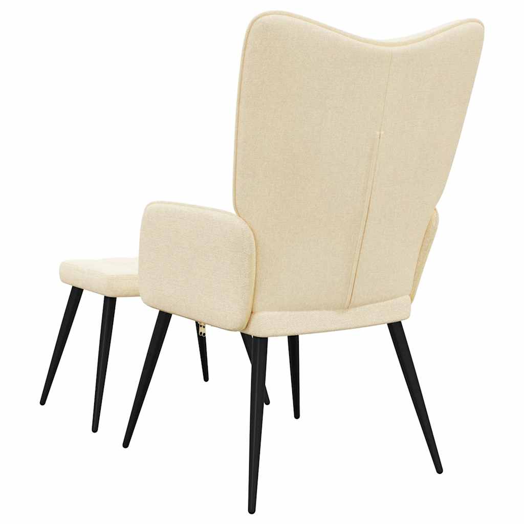 vidaXL Relaxsessel mit Hocker Creme Stoff