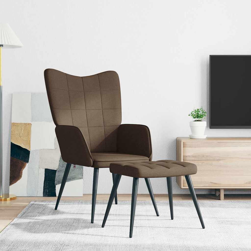 vidaXL Relaxsessel mit Hocker Braun Stoff