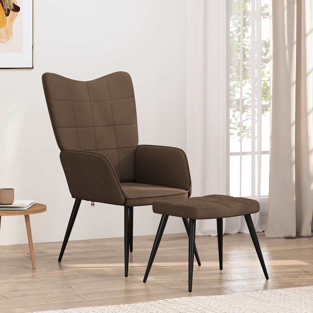 vidaXL Relaxsessel mit Hocker Braun Stoff