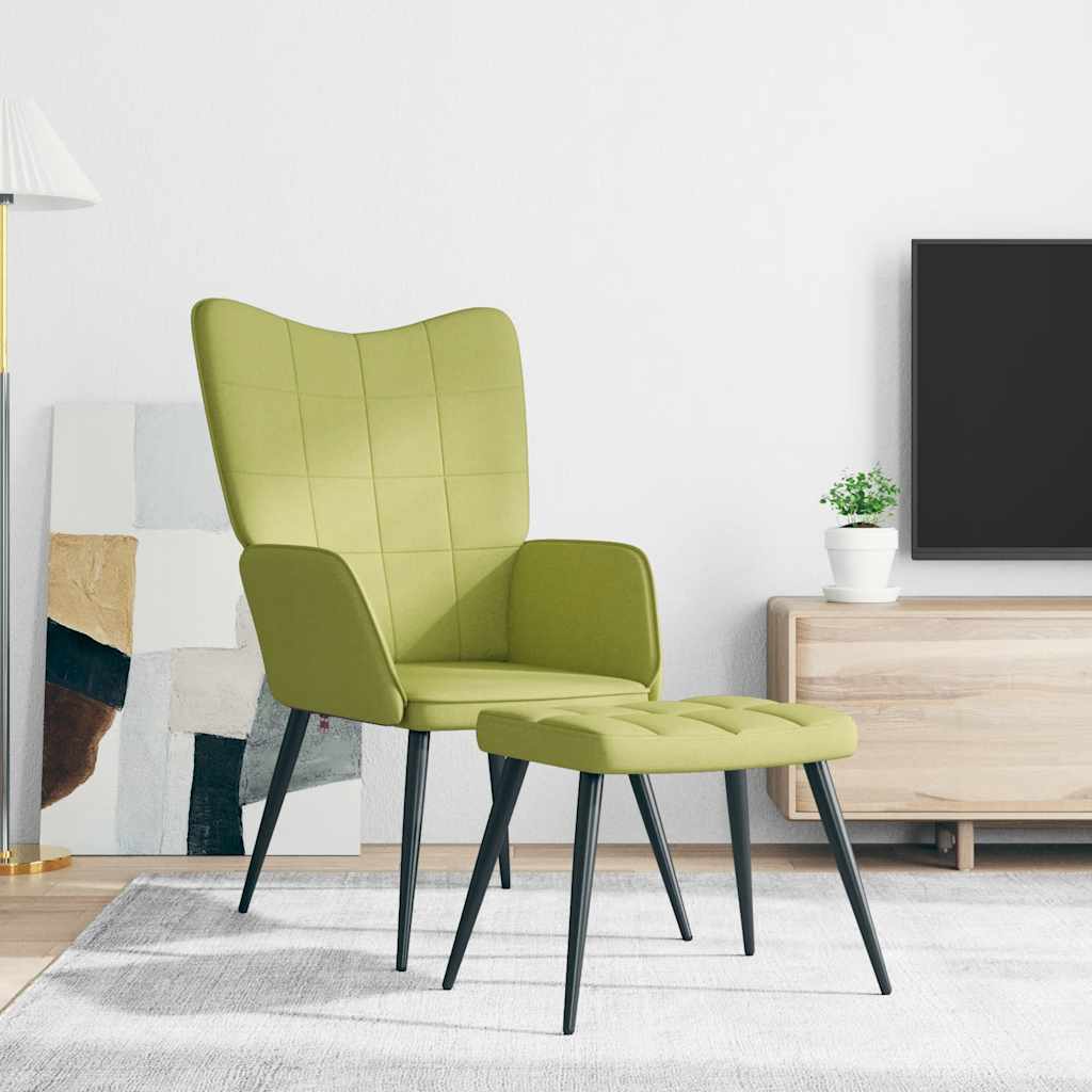 vidaXL Relaxsessel mit Hocker Grün Stoff