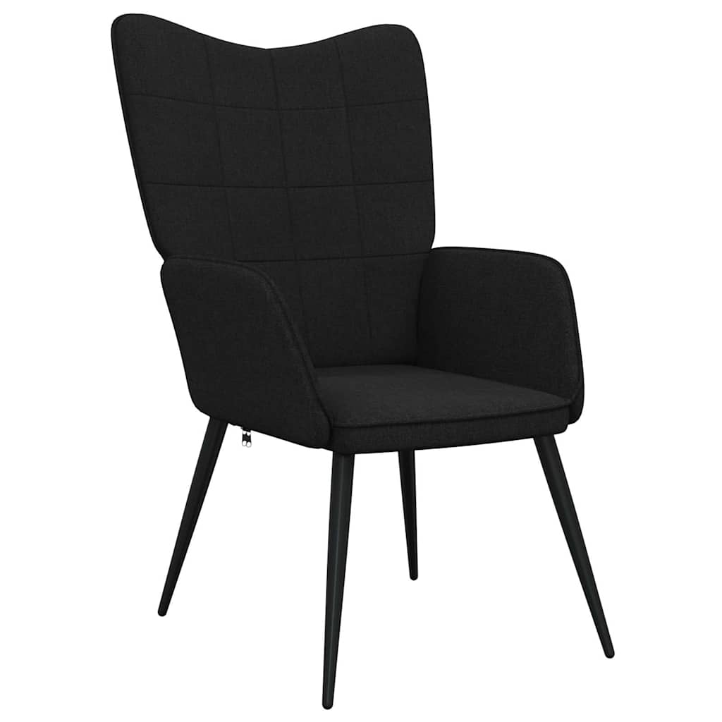 vidaXL Relaxsessel mit Hocker Schwarz Stoff