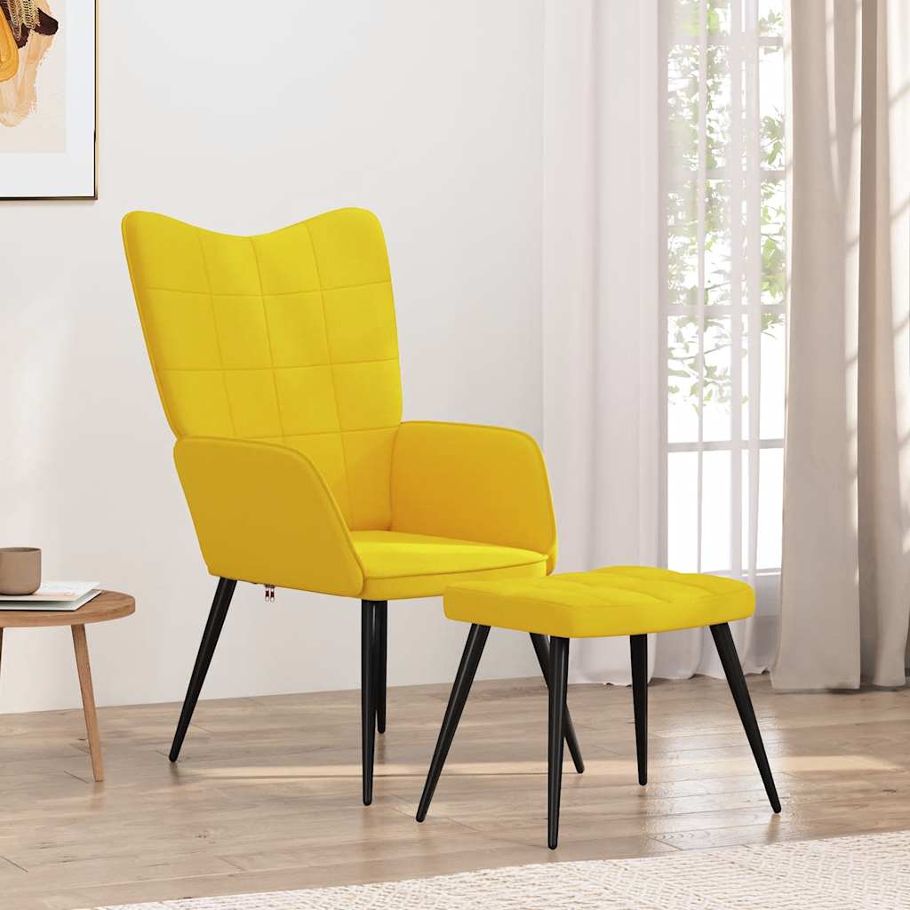 vidaXL Relaxsessel mit Hocker Senfgelb Stoff