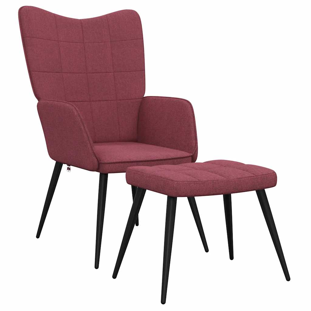 vidaXL Relaxsessel mit Hocker Weinrot Stoff
