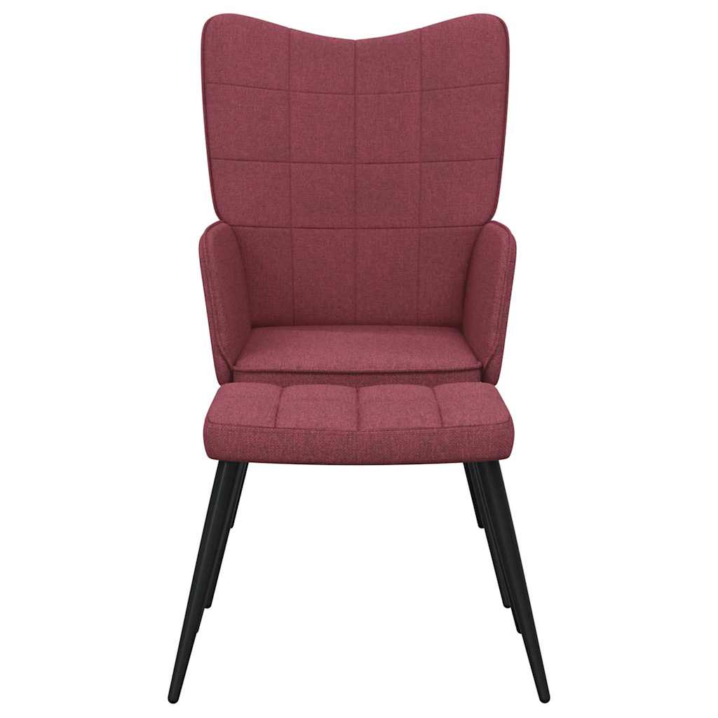 vidaXL Relaxsessel mit Hocker Weinrot Stoff