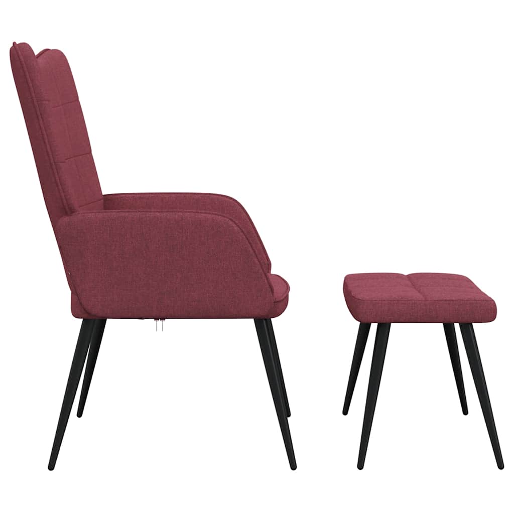 vidaXL Relaxsessel mit Hocker Weinrot Stoff