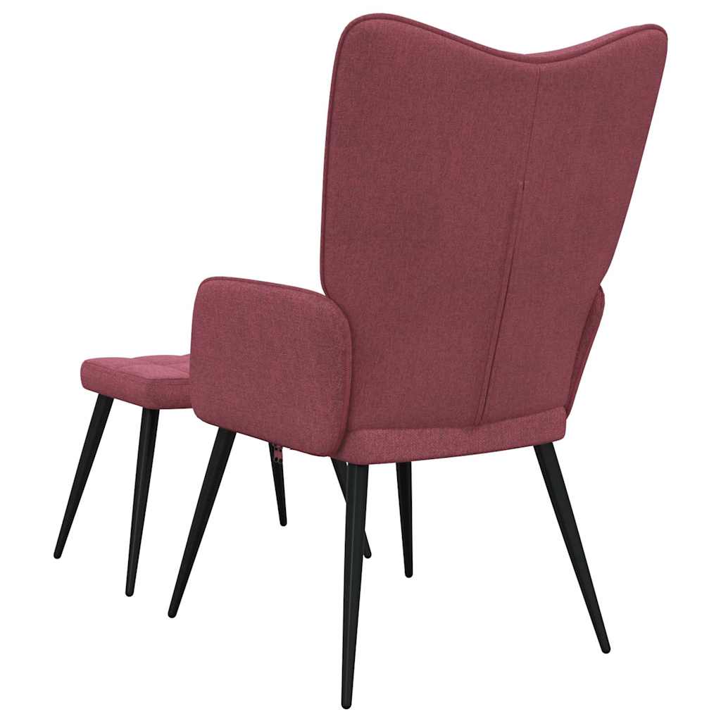 vidaXL Relaxsessel mit Hocker Weinrot Stoff
