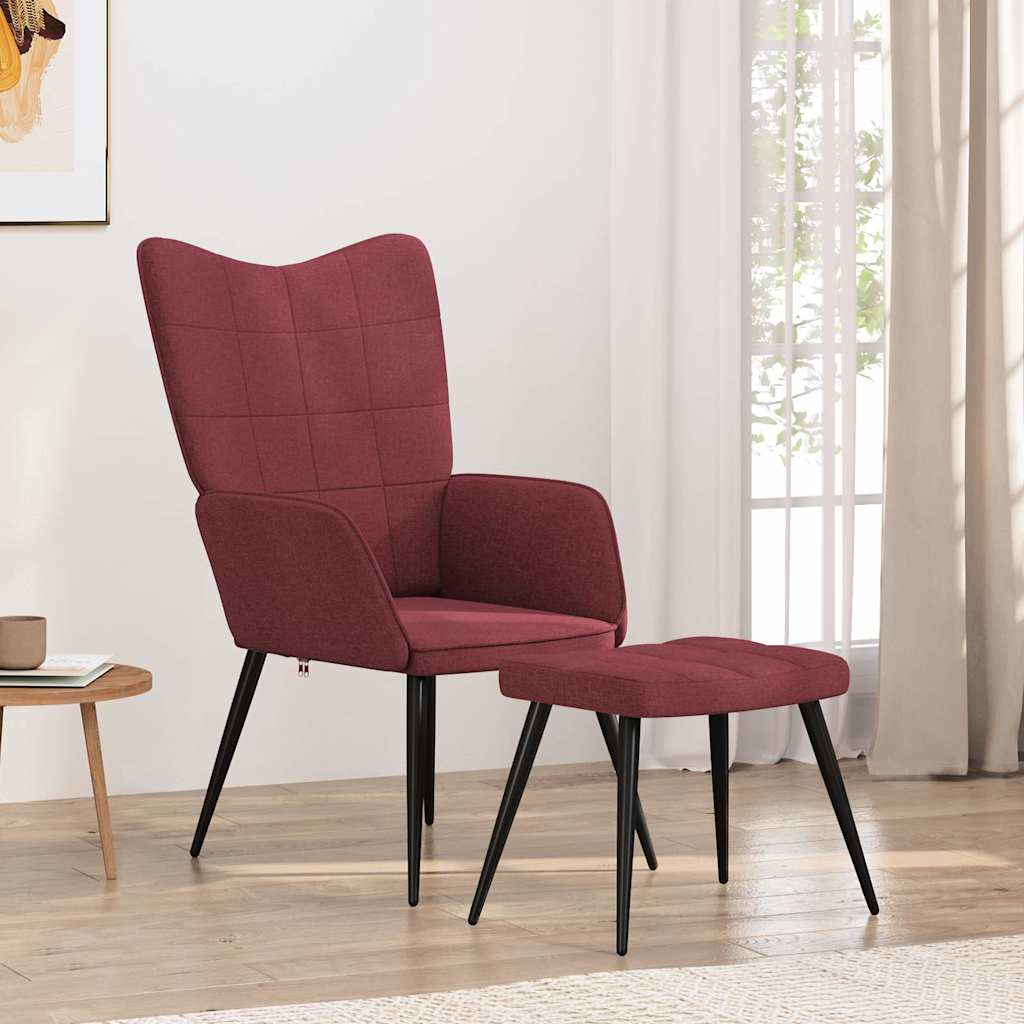 vidaXL Relaxsessel mit Hocker Weinrot Stoff