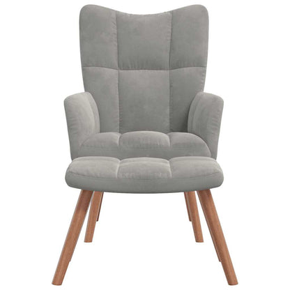 vidaXL Relaxsessel mit Hocker Hellgrau Samt