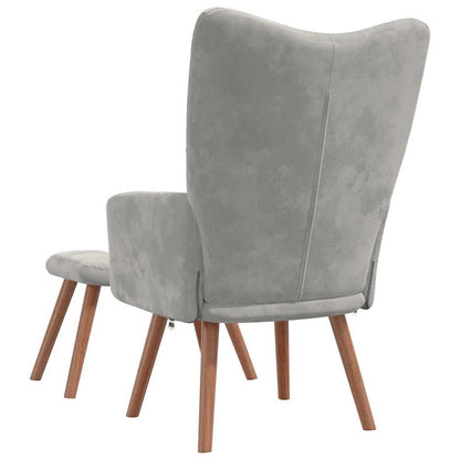 vidaXL Relaxsessel mit Hocker Hellgrau Samt