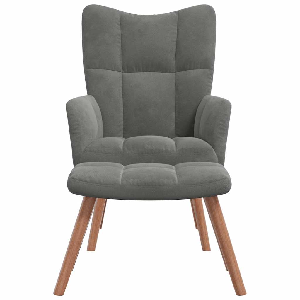 vidaXL Relaxsessel mit Hocker Dunkelgrau Samt