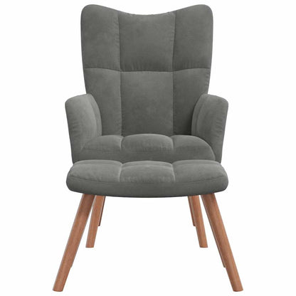 vidaXL Relaxsessel mit Hocker Dunkelgrau Samt