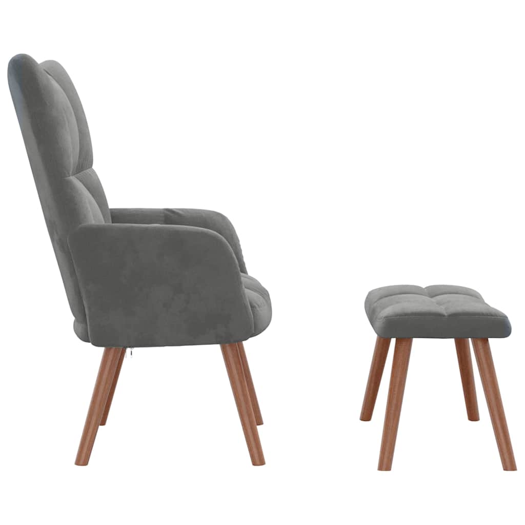 vidaXL Relaxsessel mit Hocker Dunkelgrau Samt