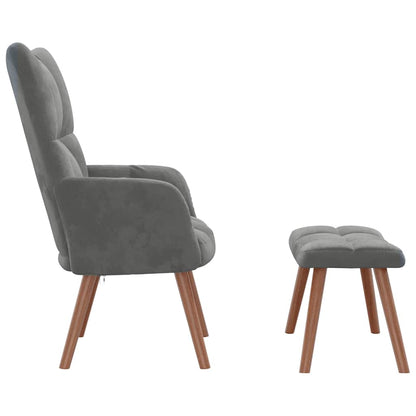 vidaXL Relaxsessel mit Hocker Dunkelgrau Samt