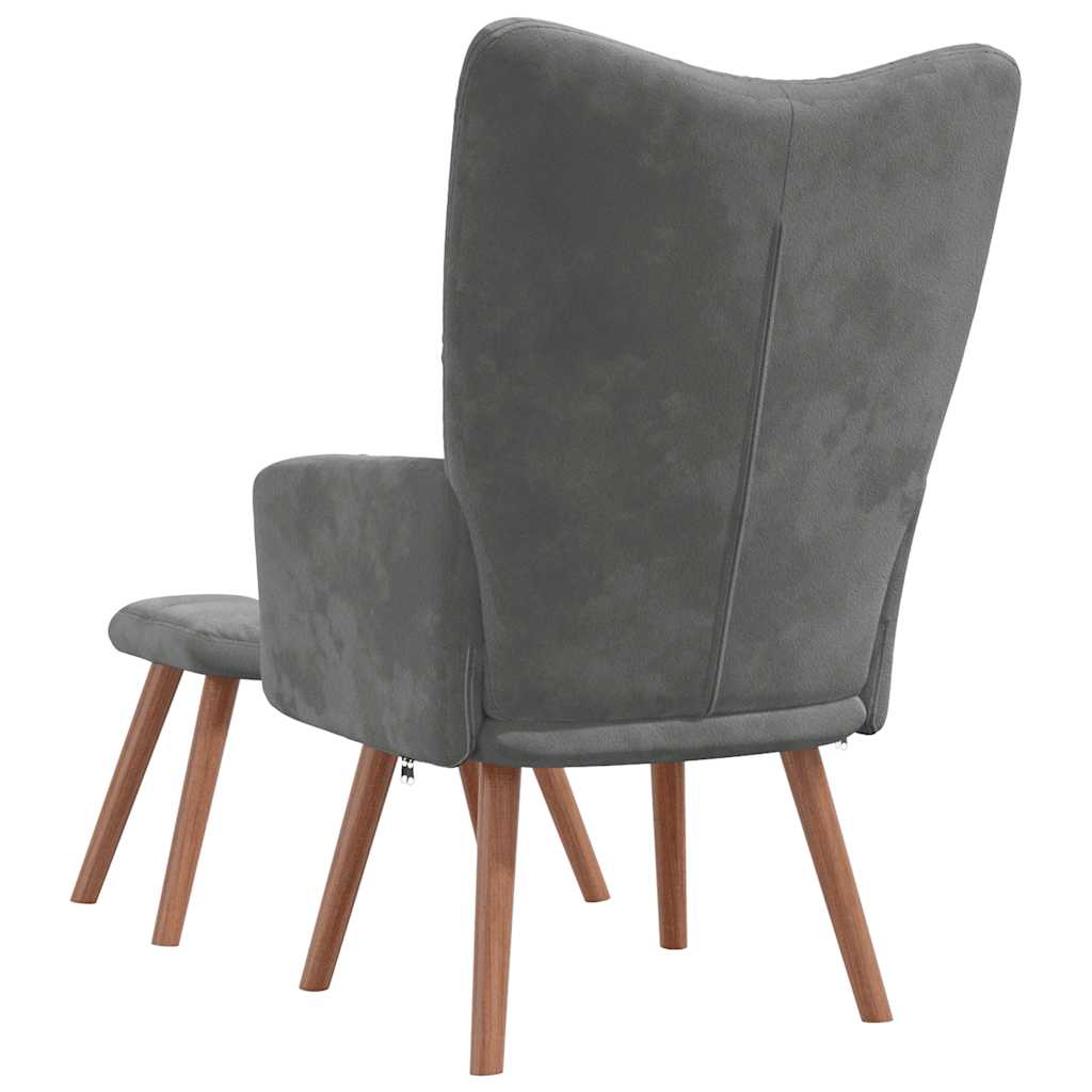 vidaXL Relaxsessel mit Hocker Dunkelgrau Samt