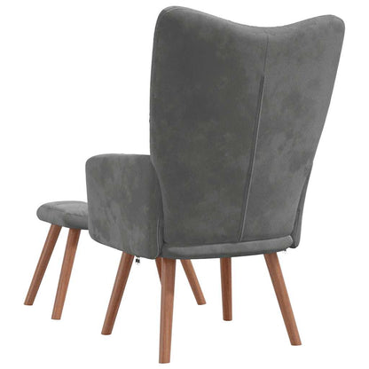 vidaXL Relaxsessel mit Hocker Dunkelgrau Samt