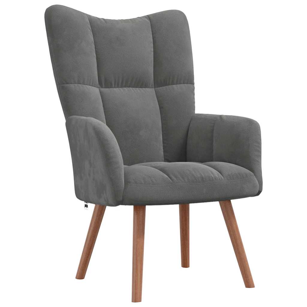 vidaXL Relaxsessel mit Hocker Dunkelgrau Samt