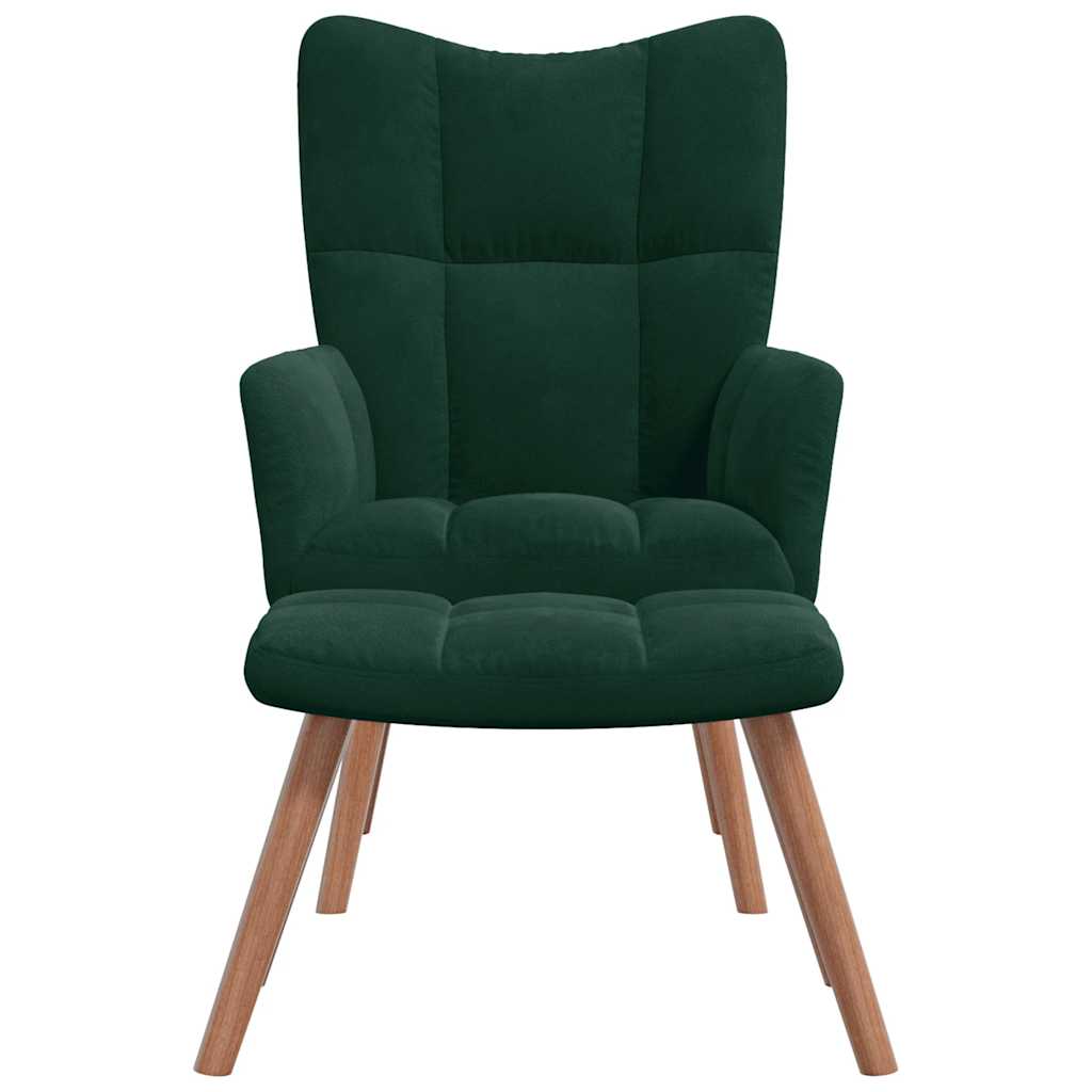 vidaXL Relaxsessel mit Hocker Dunkelgrün Samt