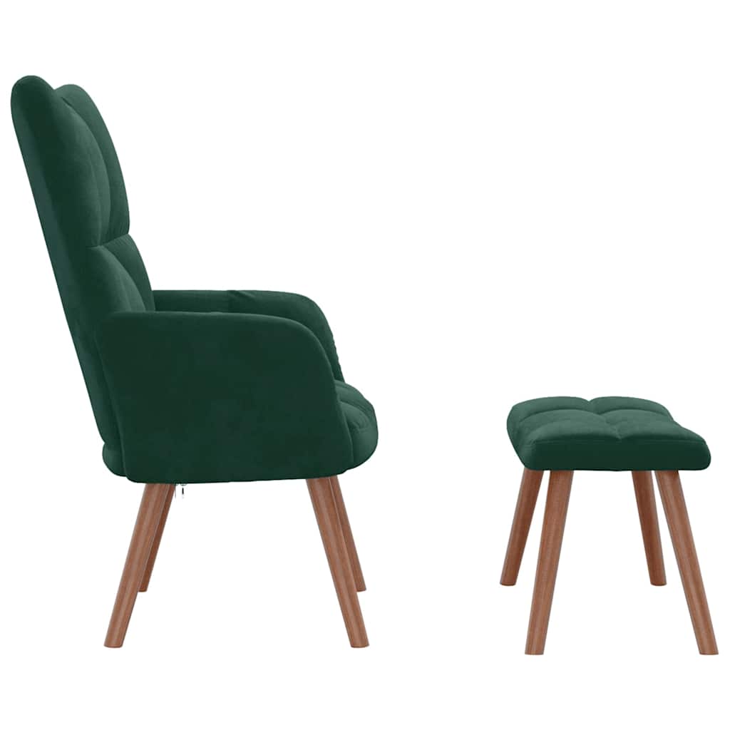 vidaXL Relaxsessel mit Hocker Dunkelgrün Samt