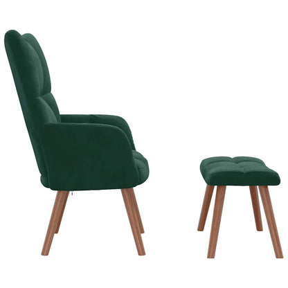 vidaXL Relaxsessel mit Hocker Dunkelgrün Samt