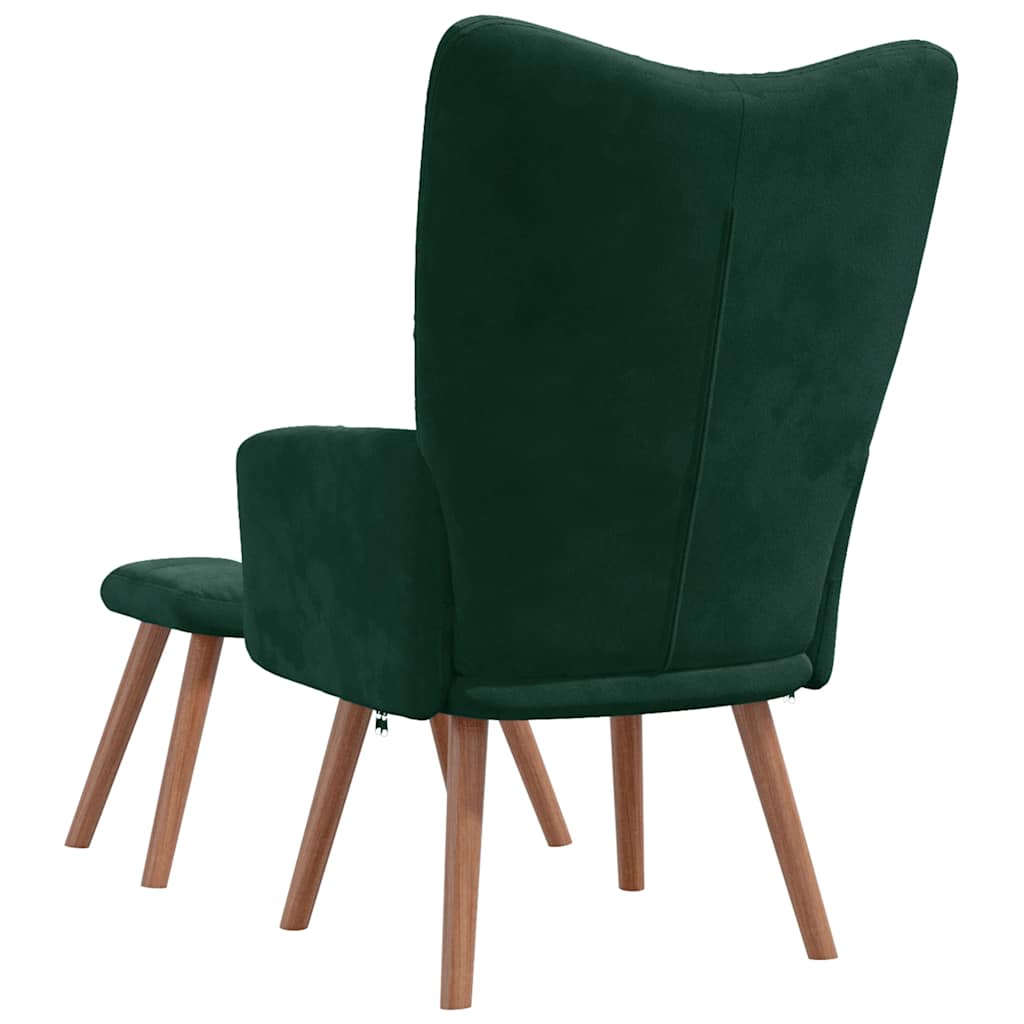 vidaXL Relaxsessel mit Hocker Dunkelgrün Samt