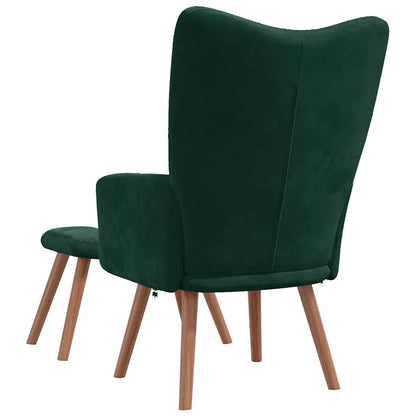vidaXL Relaxsessel mit Hocker Dunkelgrün Samt