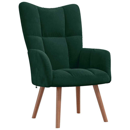 vidaXL Relaxsessel mit Hocker Dunkelgrün Samt