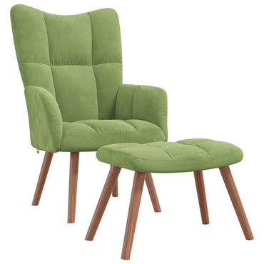 vidaXL Relaxsessel mit Hocker Hellgrün Samt