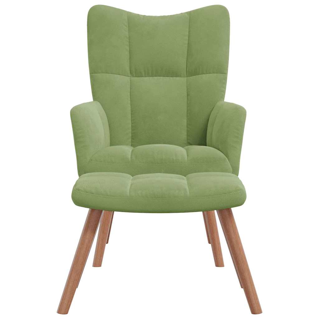 vidaXL Relaxsessel mit Hocker Hellgrün Samt