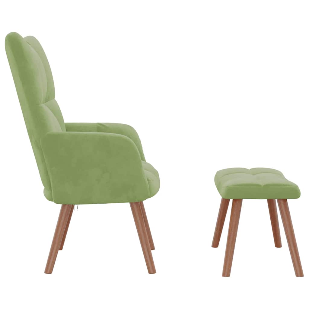 vidaXL Relaxsessel mit Hocker Hellgrün Samt