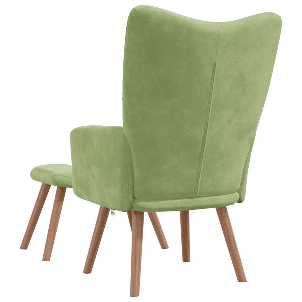 vidaXL Relaxsessel mit Hocker Hellgrün Samt