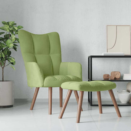 vidaXL Relaxsessel mit Hocker Hellgrün Samt