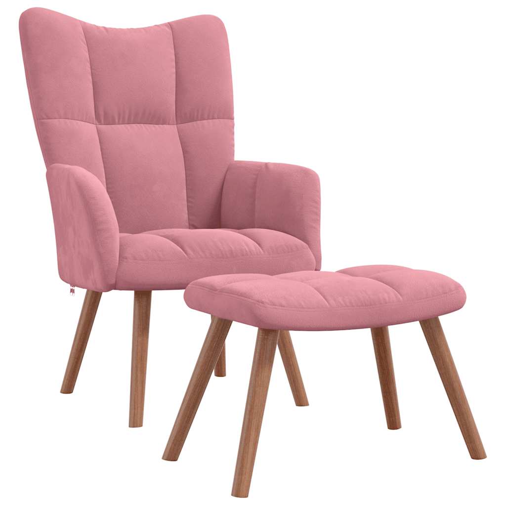 vidaXL Relaxsessel mit Hocker Rosa Samt