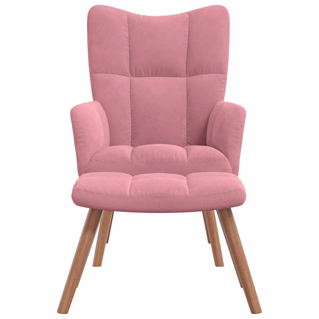 vidaXL Relaxsessel mit Hocker Rosa Samt