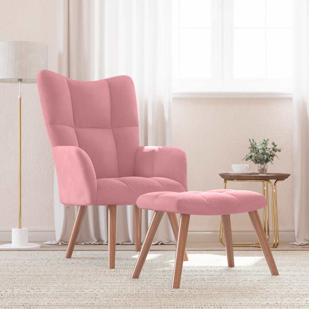 vidaXL Relaxsessel mit Hocker Rosa Samt