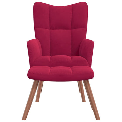 vidaXL Relaxsessel mit Hocker Weinrot Samt
