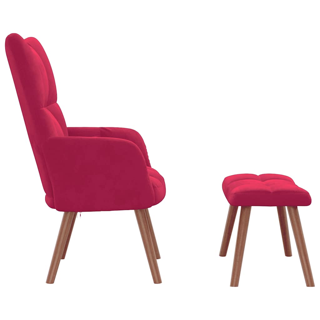 vidaXL Relaxsessel mit Hocker Weinrot Samt